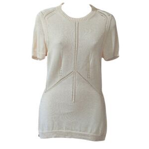 Jan & Carlos Peach Knit Blouse with Textured Openwork 44 Medium